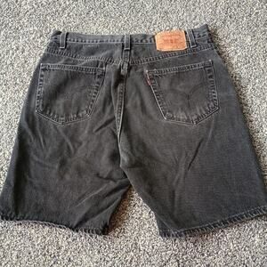 Levi's Vintage Faded Black Denim Shorts Jorts 505 33x9.5 Grunge Red Tab Grunge